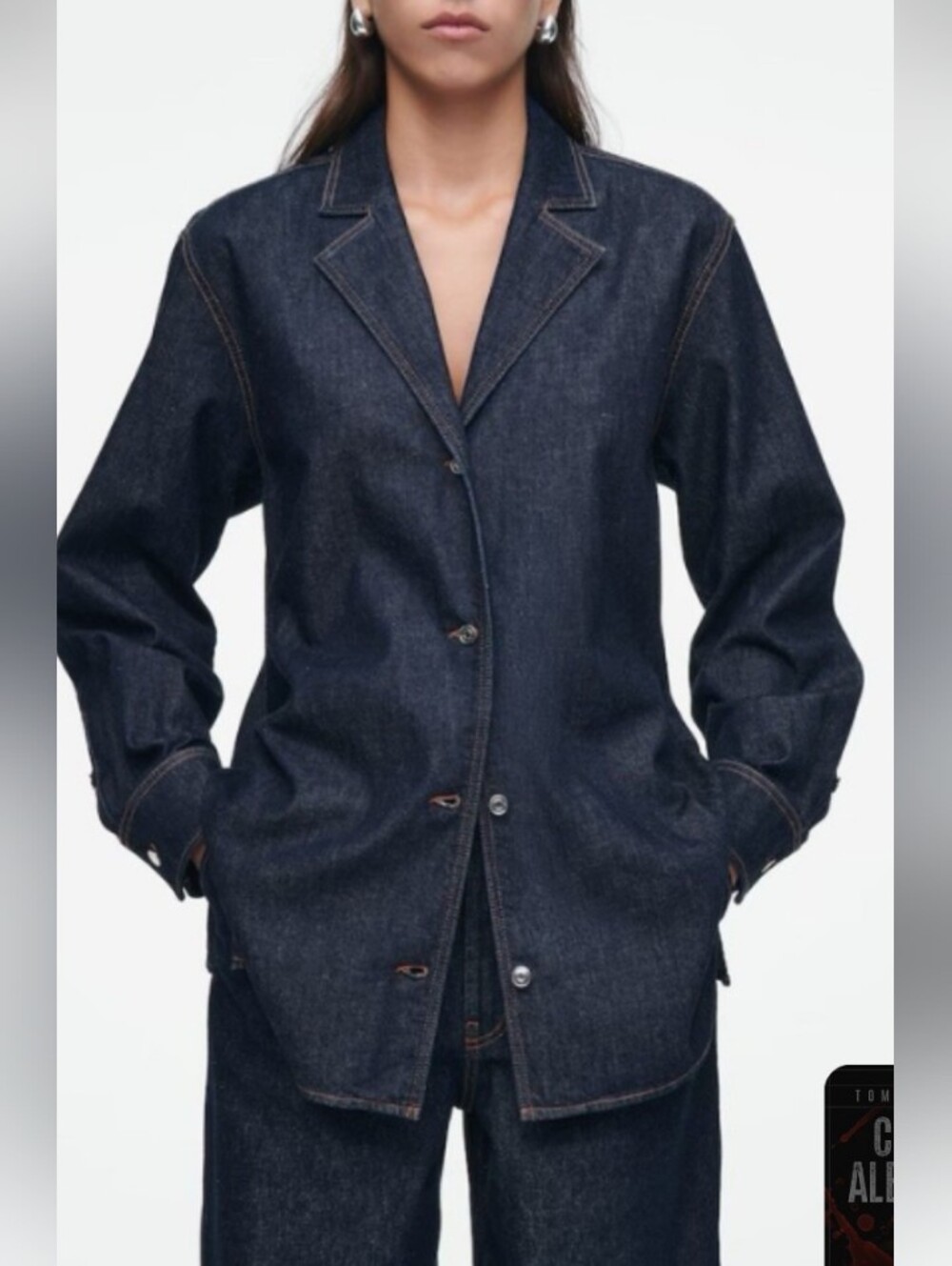 COS Dark Denim  Tailored Jacket - Casual Button-Front  Jacket Size 8